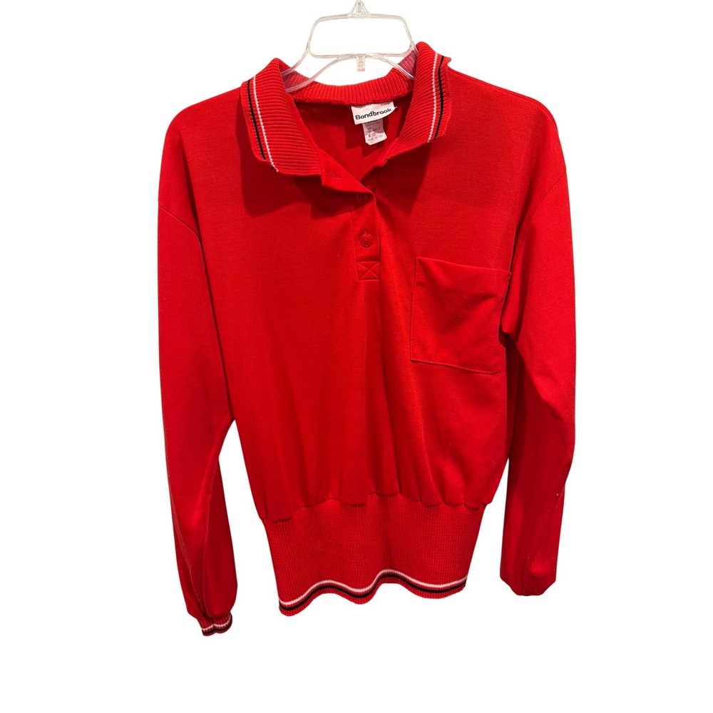 Bondbrook Polo Top Red Vintage Long Sleeve Banded Waist Made in USA Size 12T
